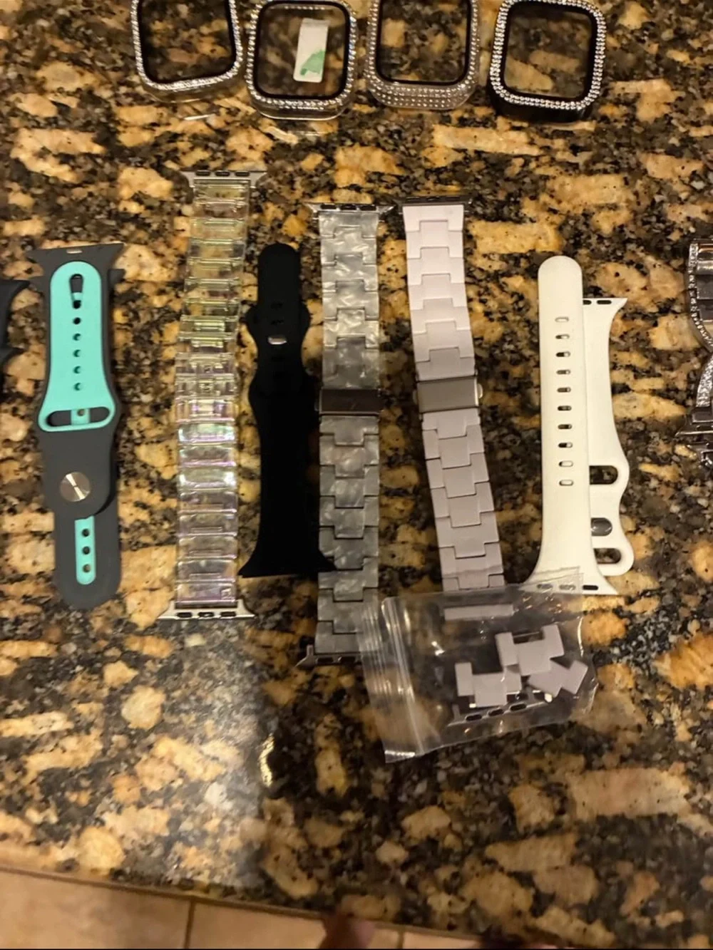 Interchangeable Silicone and Metal Bands - Black, White, Teal, Gray